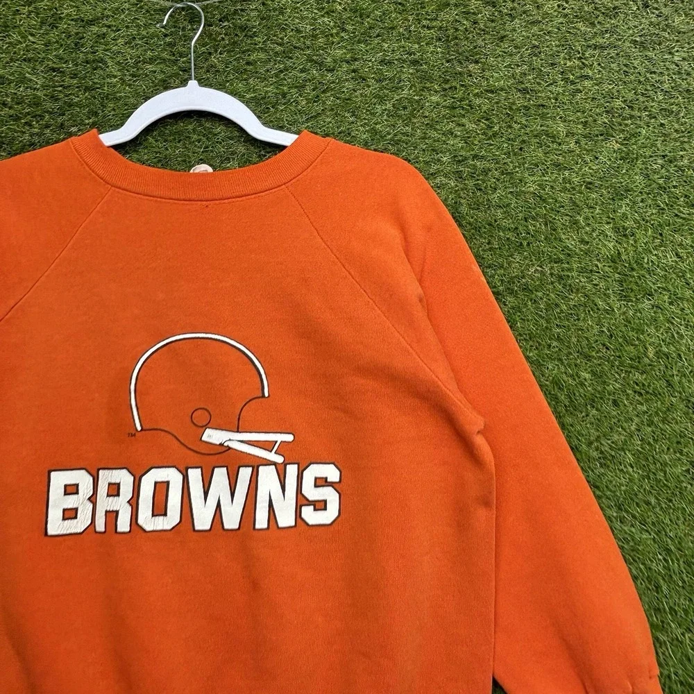 Vintage Logo 7 Cleveland Browns Sweatshirt Mens Small Fleece Lined Made in USA